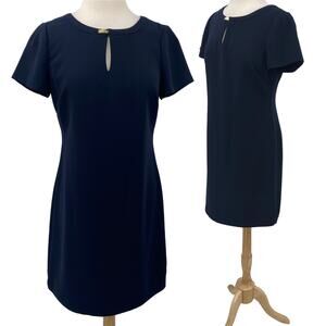 Banana Republic Mini Sheath Dress Keyhole Neckline Clasp True Navy Womens 10P